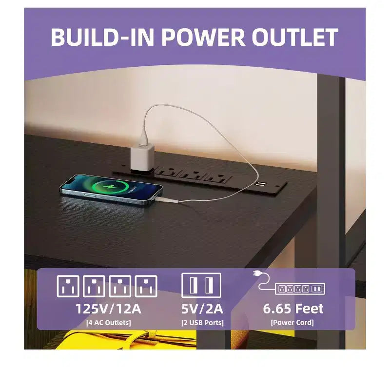 Meuble TV pour téléviseurs jusqu'à 65 pouces, centre de divertissement LED avec 2 étagères et prise de courant, meuble TV de style ferme avec tiroir en tissu