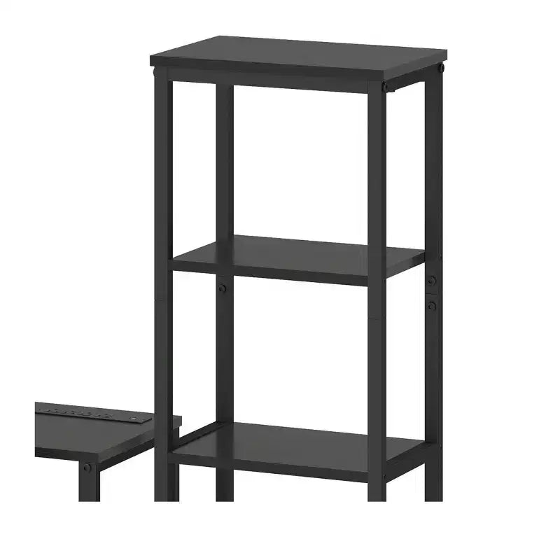 Meuble TV pour téléviseurs jusqu'à 65 pouces, centre de divertissement LED avec 2 étagères et prise de courant, meuble TV de style ferme avec tiroir en tissu