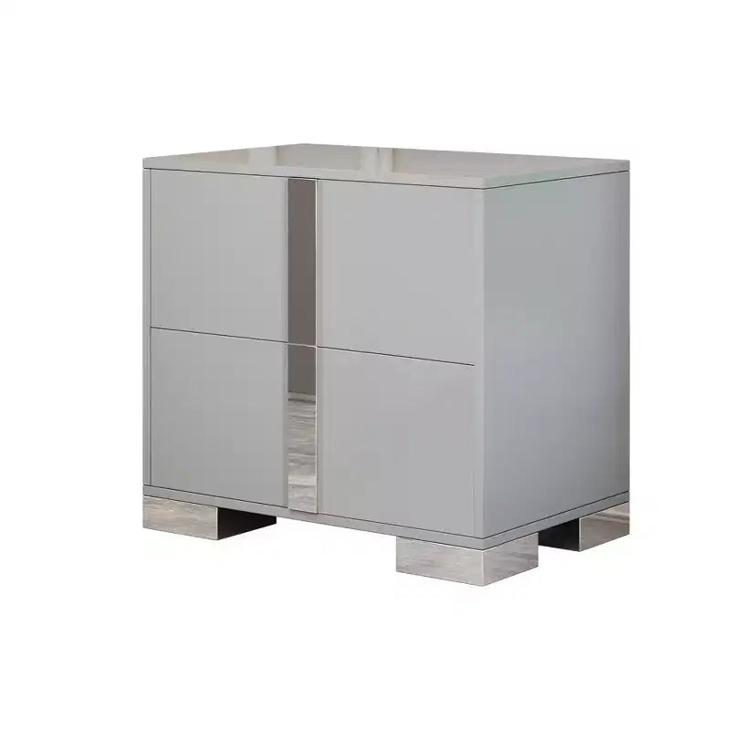 Table de chevet élégante Whisen, Table de chevet miroir avec 2 tiroirs, Pieds en métal
