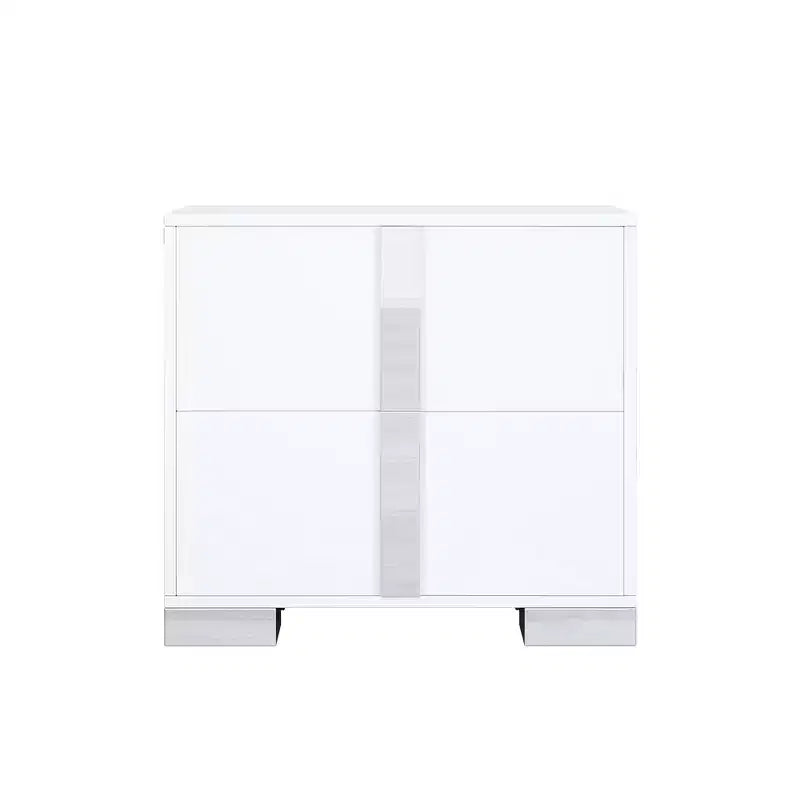 Table de chevet élégante Whisen, Table de chevet miroir avec 2 tiroirs, Pieds en métal