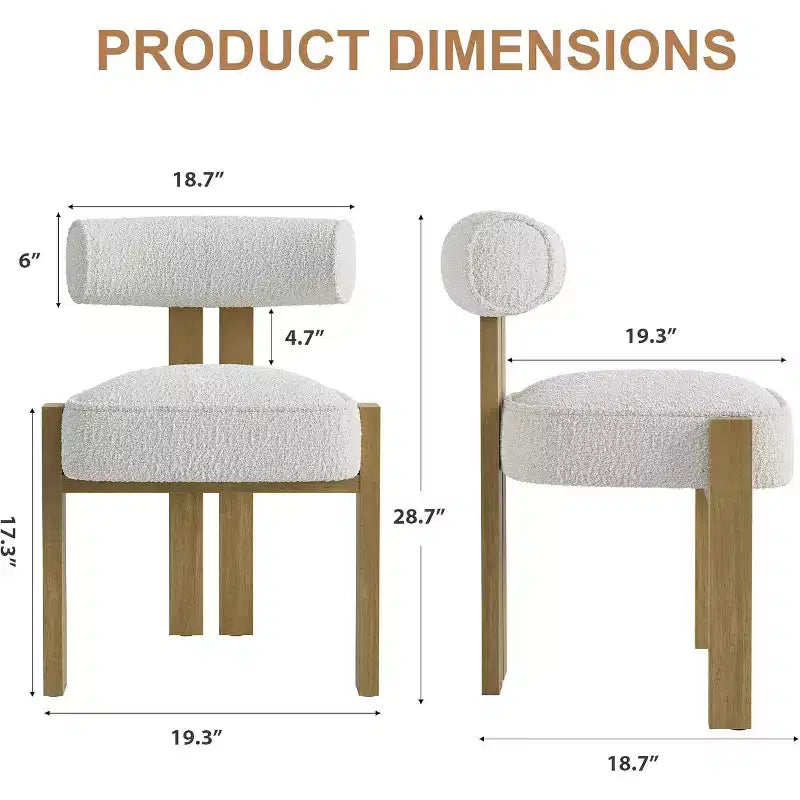 Chaises de salle à manger rembourrées, chaises modernes avec dossier incurvé ergonomique, chaises de cuisine avec pieds en bois pour salle à manger, salon