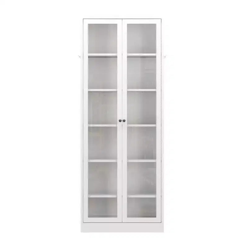 VIYET 72H Armoire de Cuisine/Garde-Manger Robuste en Métal, 5 Étagères Réglables + Portes en Verre, 36kg/Étagère, Autoportante pour Cuisine/Garde-Manger/Salle de Bain (Blanc)