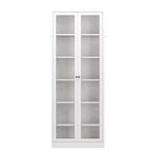Meuble de rangement blanc en métal avec portes vitrées et 5 étagères réglables, 182,9 cm de hauteur