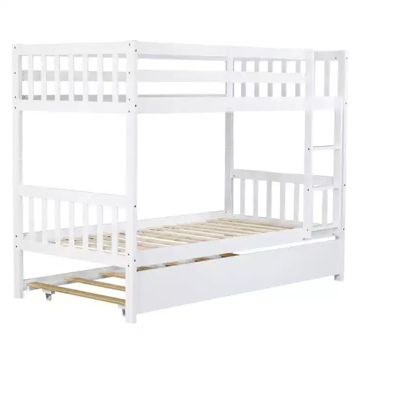 Lit superposé moderne en bois Luxystar avec lit gigogne, convertible en 2 lits