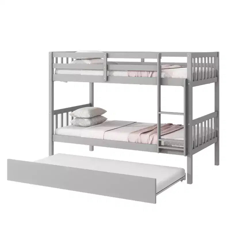 Lit superposé moderne en bois Luxystar avec lit gigogne, convertible en 2 lits