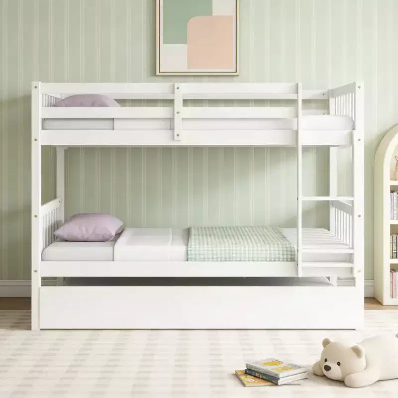 Lit superposé moderne en bois Luxystar avec lit gigogne, convertible en 2 lits