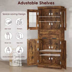 Armoire de rangement autoportante de 169,9 cm de haut avec 4 portes, un tiroir à façade en verre et des étagères réglables
