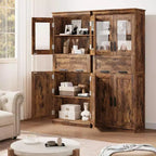 Armoire de rangement autoportante de 169,9 cm de haut avec 4 portes, un tiroir à façade en verre et des étagères réglables