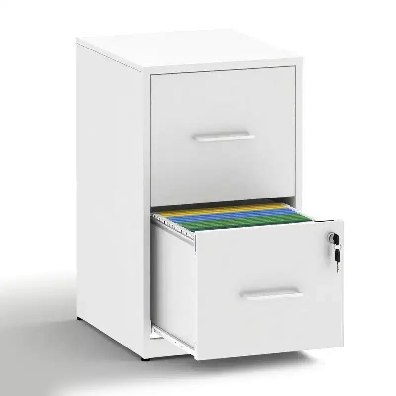 VIYET 25H Classeur vertical à 2 tiroirs avec serrure, en acier robuste pour documents A4/Lettre/Legal/F4, anti-basculement pour bureau à domicile (blanc)