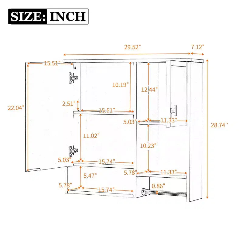 CASAINC Armoire de toilette murale 29" x 28" avec miroir et porte-serviettes