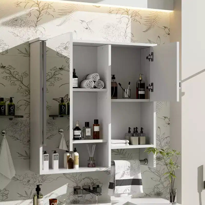 CASAINC Armoire de toilette murale 29" x 28" avec miroir et porte-serviettes