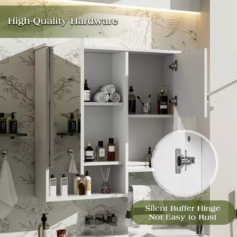 CASAINC Armoire de toilette murale 29" x 28" avec miroir et porte-serviettes