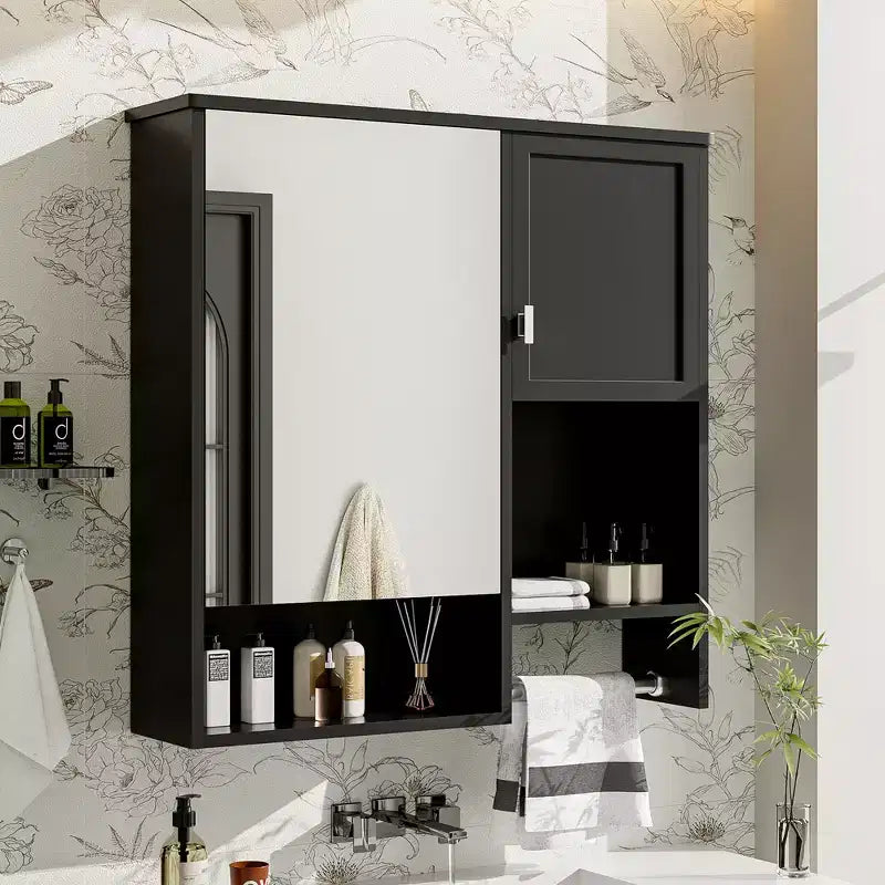 CASAINC Armoire de toilette murale 29" x 28" avec miroir et porte-serviettes