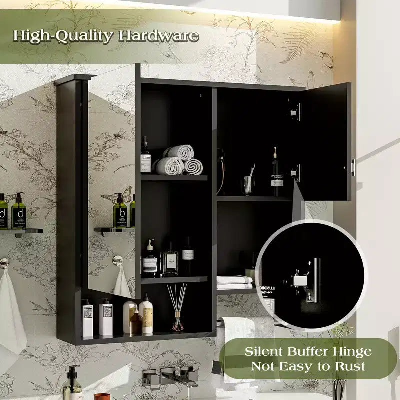 CASAINC Armoire de toilette murale 29" x 28" avec miroir et porte-serviettes