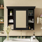 Armoire à pharmacie murale avec porte miroir et 6 étagères ouvertes, 90,2 × 73 cm