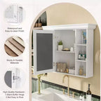 Armoire à pharmacie murale avec porte miroir et 6 étagères ouvertes, 90,2 × 73 cm