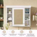 Armoire à pharmacie murale avec porte miroir et 6 étagères ouvertes, 90,2 × 73 cm