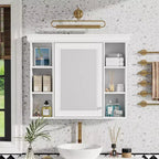 Armoire à pharmacie murale avec porte miroir et 6 étagères ouvertes, 90,2 × 73 cm