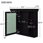 Armoire à pharmacie murale avec porte miroir et 6 étagères ouvertes, 90,2 × 73 cm