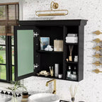 Armoire à pharmacie murale avec porte miroir et 6 étagères ouvertes, 90,2 × 73 cm