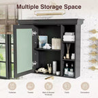 Armoire à pharmacie murale avec porte miroir et 6 étagères ouvertes, 90,2 × 73 cm
