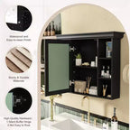 Armoire à pharmacie murale avec porte miroir et 6 étagères ouvertes, 90,2 × 73 cm