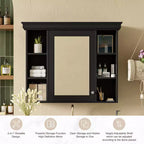 Armoire à pharmacie murale avec porte miroir et 6 étagères ouvertes, 90,2 × 73 cm