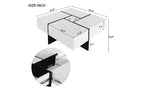 Table basse extensible avec plateau de puzzle et 4 rangements cachés, Table basse intelligente, Table carrée avec plateau coulissant extensible, Table de salon