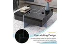 Table basse extensible avec plateau de puzzle et 4 rangements cachés, Table basse intelligente, Table carrée avec plateau coulissant extensible, Table de salon