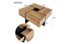 Table basse extensible avec plateau de puzzle et 4 rangements cachés, Table basse intelligente, Table carrée avec plateau coulissant extensible, Table de salon