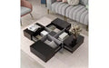 Table basse relevable TUYOHW avec 4 rangements cachés, table de salon intelligente, table carrée avec plateau coulissant extensible
