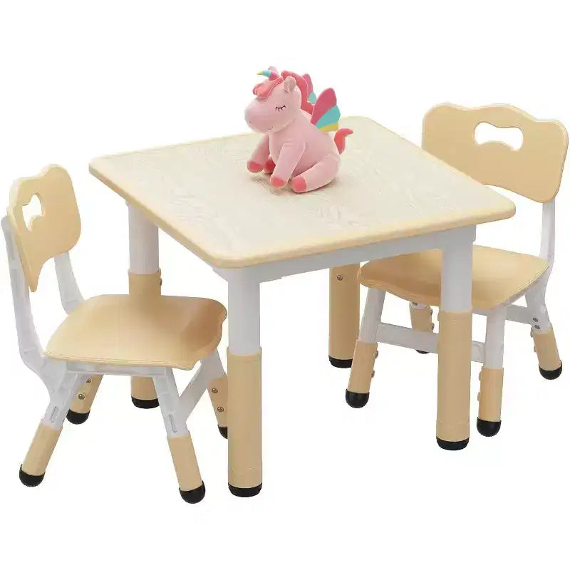 COZONY Kids Activity Table & 2 Chairs, 23.6in, Stroller-Friendly with Safety Edge Bumpers & Non-Slip Pads, Yellow