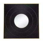 Square Carved Wall Mirror with Gold Iron Frame, 100.1 × 100.1 cm