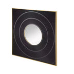 Miroir mural carré sculpté avec cadre en fer doré, 100,1 × 100,1 cm