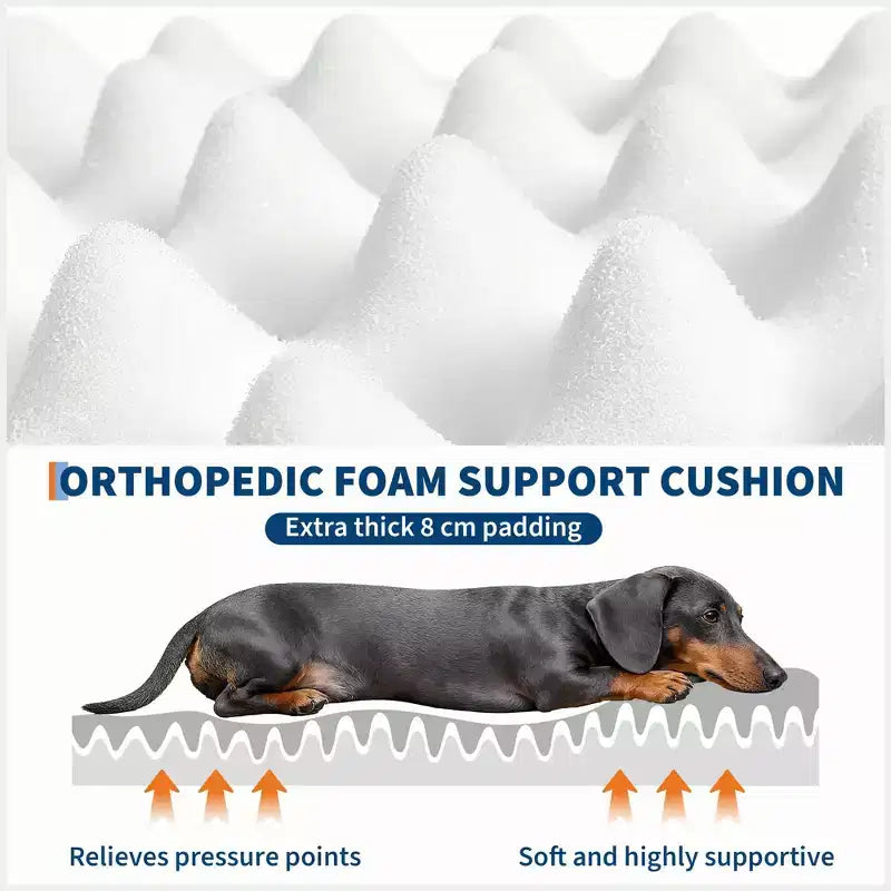 Lit pour chien humain 65 x 41 x 12, grand lit pouf en fausse fourrure avec poignée, housse amovible, poche latérale et mousse orthopédique alvéolée (marron)