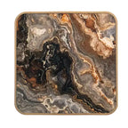Table d'appoint carrée à plateau en verre avec pieds en fer doré, 43,9 × 43,9 × 46 cm