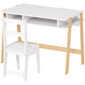Kids Desk and Chair Set with Storage for Bedroom Study Ages 3-12 White