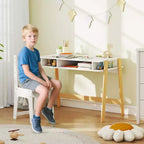Ensemble bureau et chaise pour enfant avec rangement pour chambre d'étude, 3-12 ans, blanc