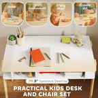 Ensemble bureau et chaise pour enfant avec rangement pour chambre d'étude, 3-12 ans, blanc