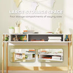 Ensemble bureau et chaise pour enfant avec rangement pour chambre d'étude, 3-12 ans, blanc