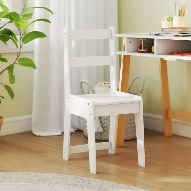 Ensemble bureau et chaise pour enfant avec rangement pour chambre d'étude, 3-12 ans, blanc