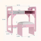Ensemble bureau et chaise en bois avec tiroirs en tissu spacieux et porte-stylo intégré pour un apprentissage et une écriture organisés