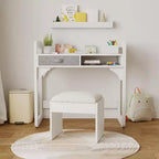 Ensemble bureau et chaise en bois avec tiroirs en tissu spacieux et porte-stylo intégré pour un apprentissage et une écriture organisés
