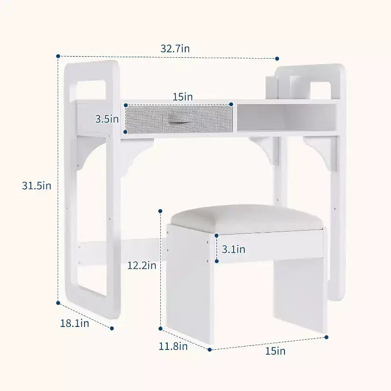 Ensemble bureau et chaise en bois avec tiroirs en tissu spacieux et porte-stylo intégré pour un apprentissage et une écriture organisés