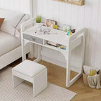 Ensemble bureau et chaise en bois avec tiroirs en tissu spacieux et porte-stylo intégré pour un apprentissage et une écriture organisés