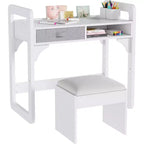 Ensemble bureau et chaise en bois avec tiroirs en tissu spacieux et porte-stylo intégré pour un apprentissage et une écriture organisés