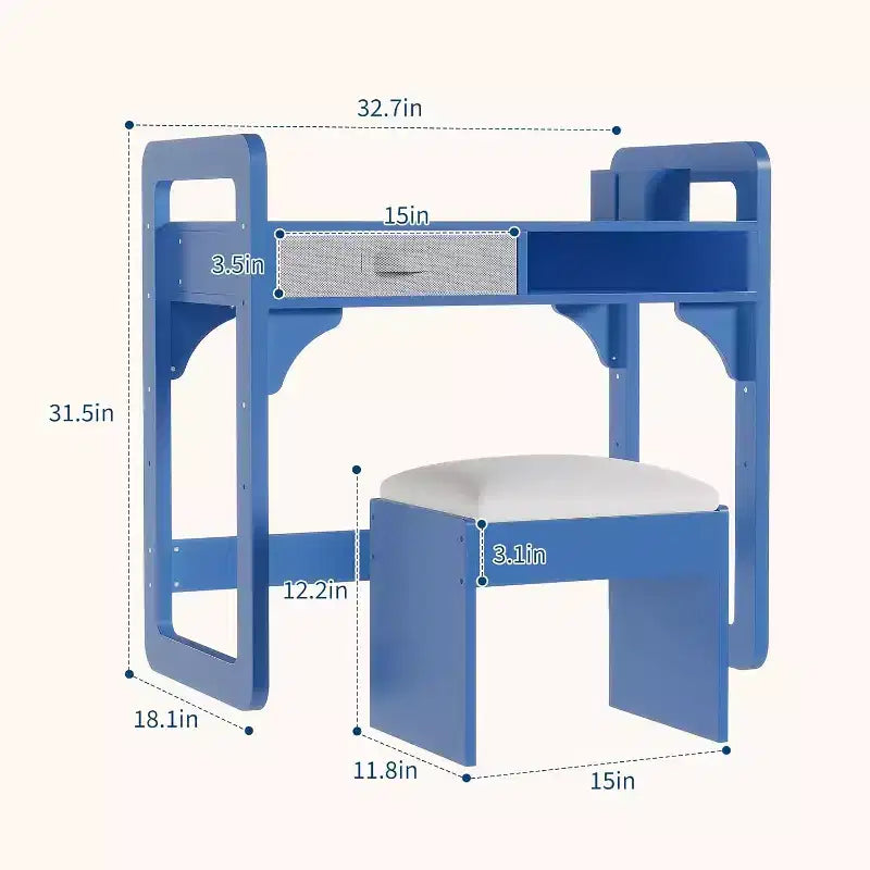 Ensemble bureau et chaise en bois avec tiroirs en tissu spacieux et porte-stylo intégré pour un apprentissage et une écriture organisés