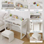 Ensemble bureau et chaise en bois avec tiroirs en tissu spacieux et porte-stylo intégré pour un apprentissage et une écriture organisés