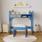 Ensemble bureau et chaise en bois avec tiroirs en tissu spacieux et porte-stylo intégré pour un apprentissage et une écriture organisés