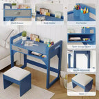 Ensemble bureau et chaise en bois avec tiroirs en tissu spacieux et porte-stylo intégré pour un apprentissage et une écriture organisés